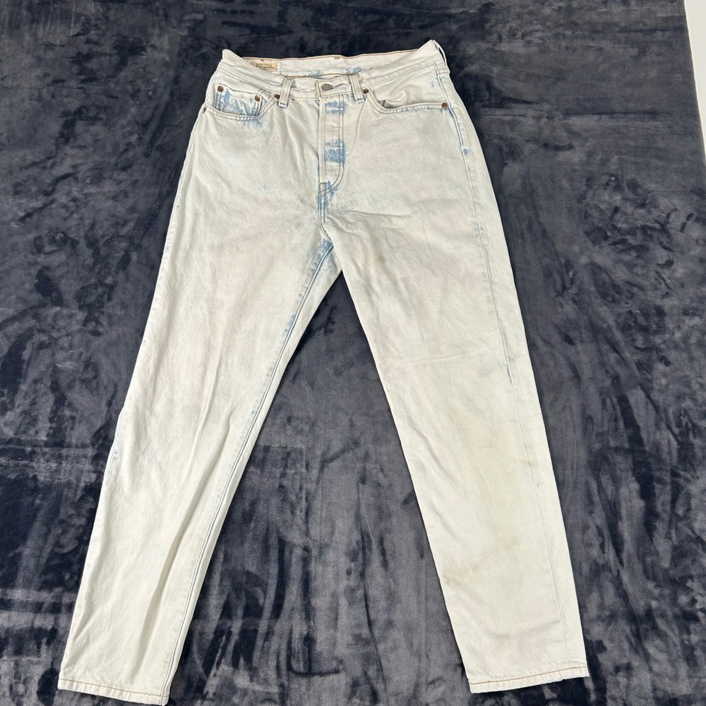 Levi's 501 Premium Jeans Womens W28‎ L29 Light Wash Bleached Straight Leg Denim